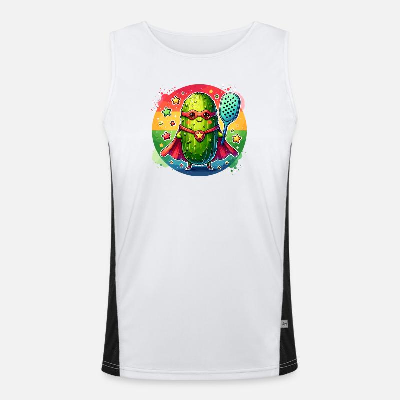 Pickleball Superheld Helden Gurke Paddle Funktionelles Kontrast-Tank Top für Männer 