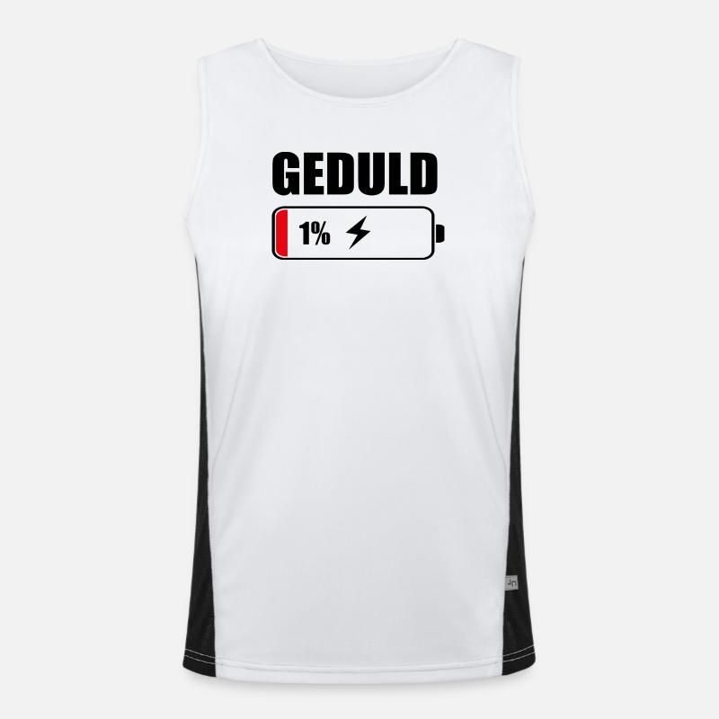 Geduld 1% Akku – Cooles Sarkasmus Design Geschenk Funktionelles Kontrast-Tank Top für Männer 
