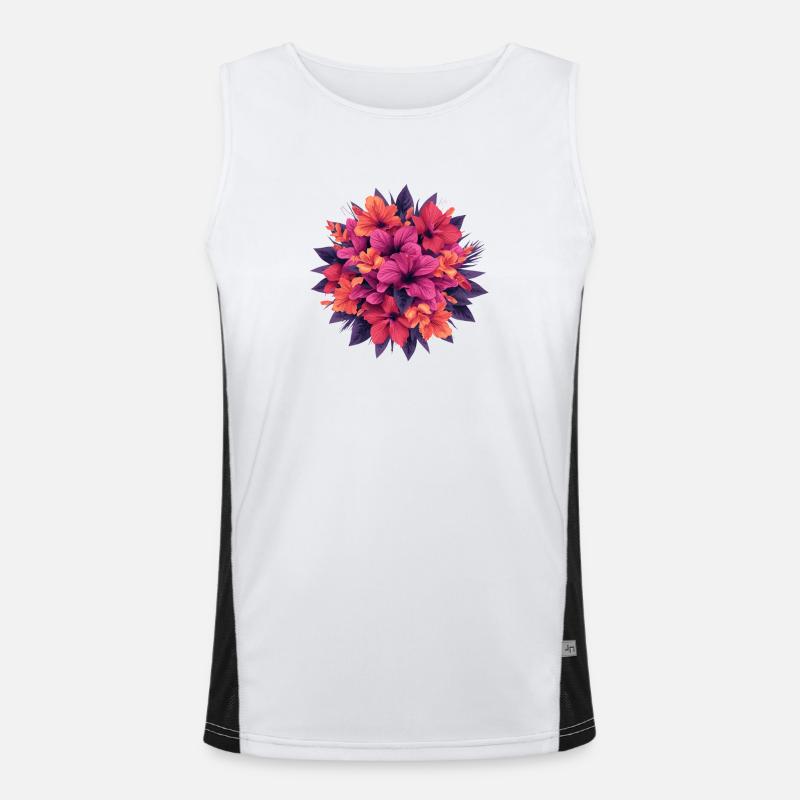Bouquet de fleurs de feu d’hibiscus Débardeur respirant contrasté Homme 