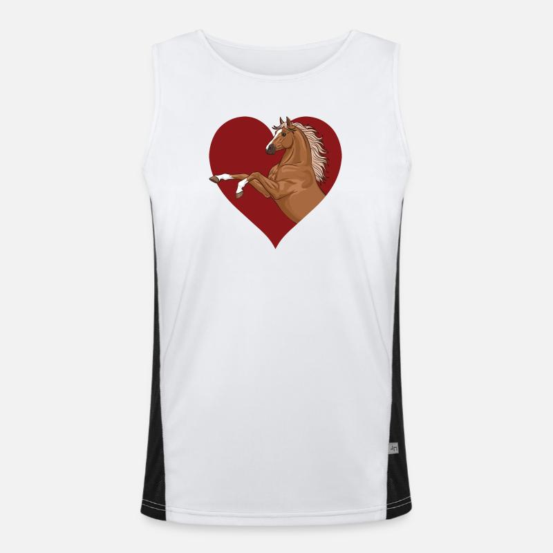 Ein springendes Pferd und ein rotes Herz Funktionelles Kontrast-Tank Top für Männer 