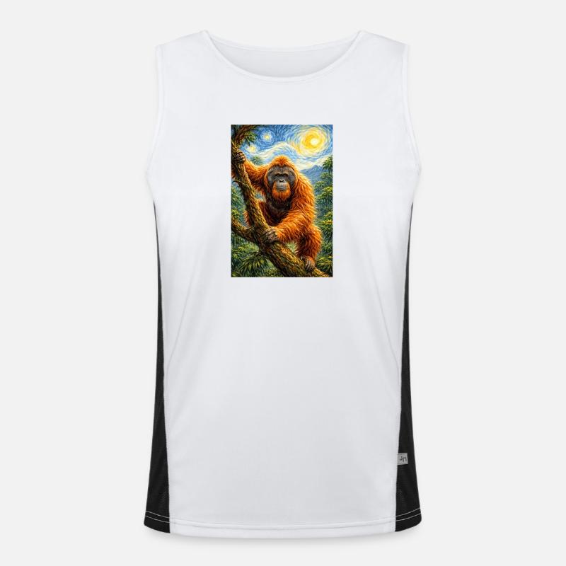 Orangutangstjernenat-stil - Funktionel kontrast tanktop til herrer  - hvid/sort