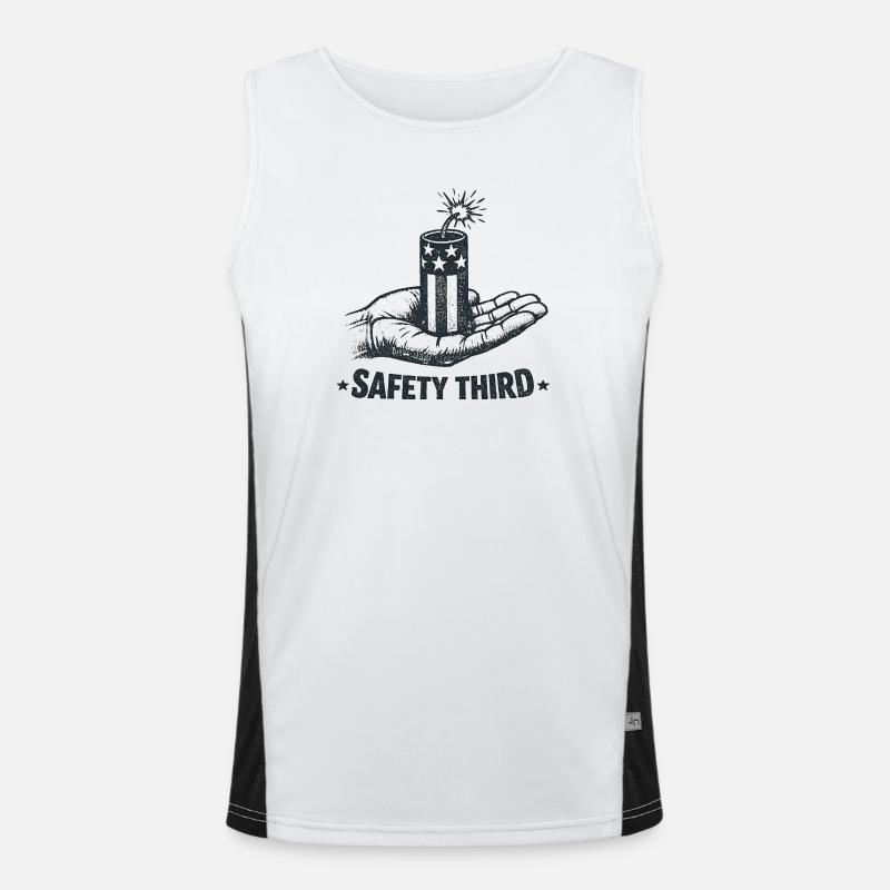 Safety first! Sarcastic 4th of July Sicherh Men's Functional Contrast Tank Top 