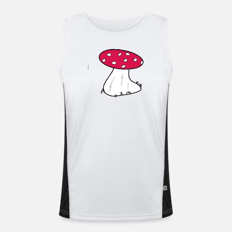 Red Toadstool Cartoon Pattern - Men's Functional Contrast Tank Top  - white/black