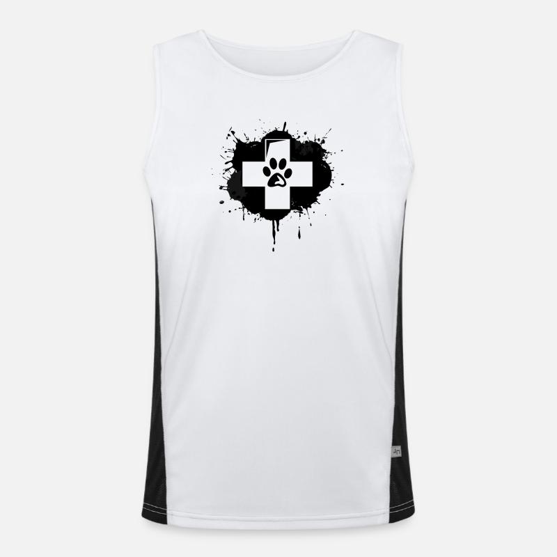 Førstehjælp hos dyrlæger - Funktionel kontrast tanktop til herrer - hvid/sort