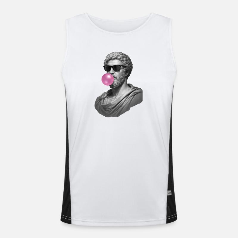 Marcus Aurelius with chewing gum and sunglasses Men's Functional Contrast Tank Top 