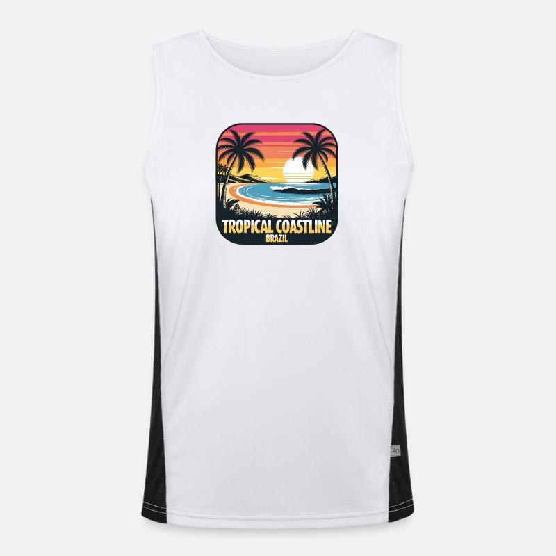Côte tropicale du Brésil Coucher de soleil Débardeur respirant contrasté Homme 