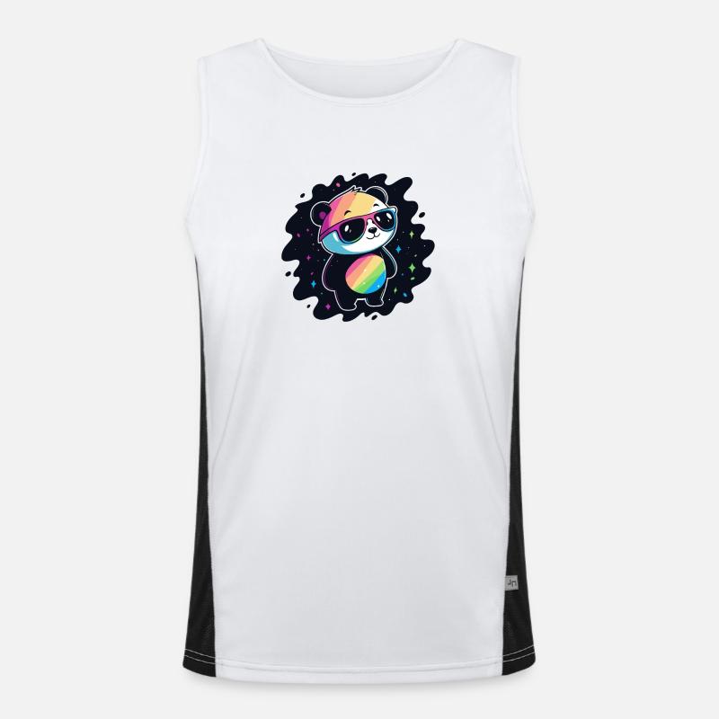 Panda Rainbow Galaxy Coole Brillen - Funktionelles Kontrast-Tank Top für Männer  - Weiß/Schwarz