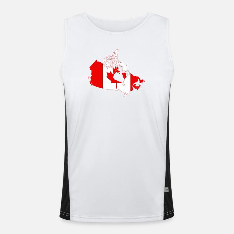 Silhouette du drapeau de la carte du Canada Débardeur respirant contrasté Homme 
