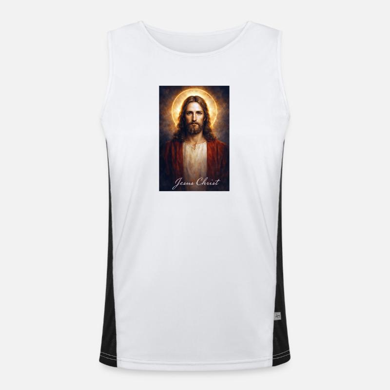 Jesus Christ Portrait Men's Functional Contrast Tank Top 