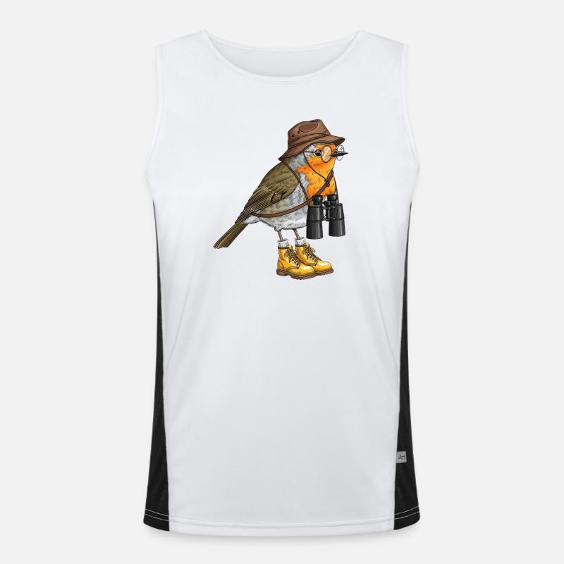 Explorer Robin with Binoculars Men's Functional Contrast Tank Top 