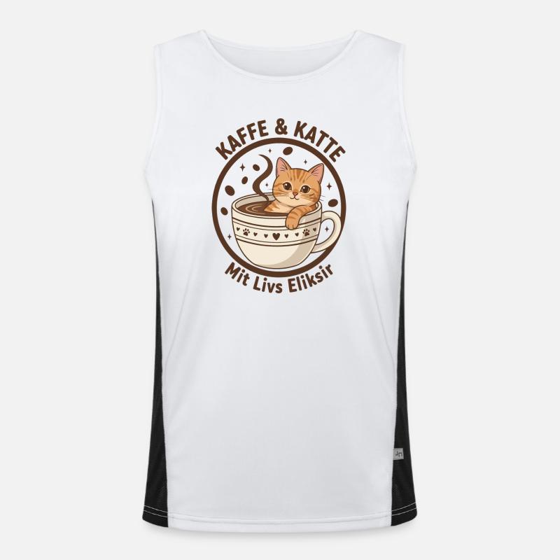 Coffee Cat in Cup: Purr Elixir Men's Functional Contrast Tank Top 