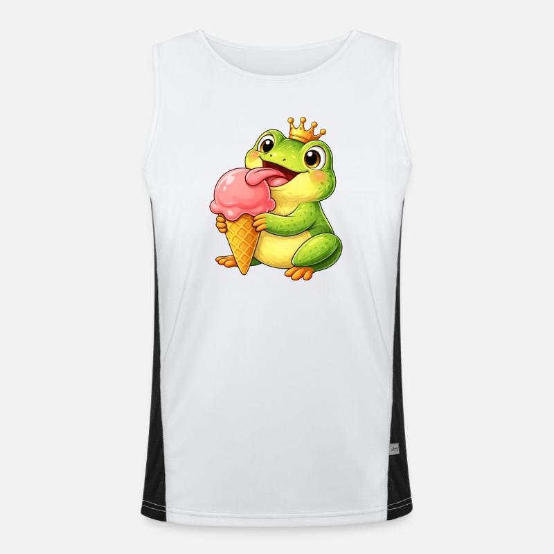 Süßer Frosch König mit Eis Men's Functional Contrast Tank Top 
