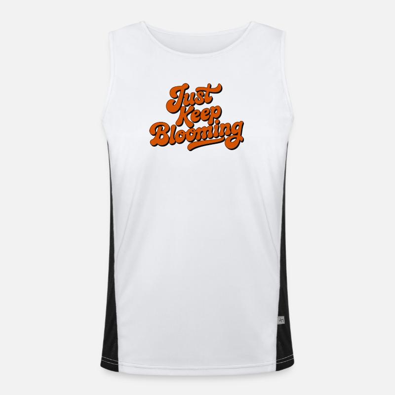 Just Keep Blooming Floral Script - Men's Functional Contrast Tank Top - white/black