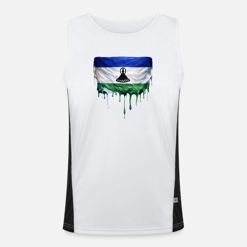 Drapeau du Lesotho dans l’art en goutte Débardeur respirant contrasté Homme 