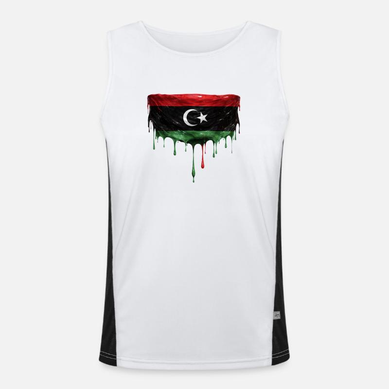 Libyen Flag Tropfen Design Funktionelles Kontrast-Tank Top für Männer 