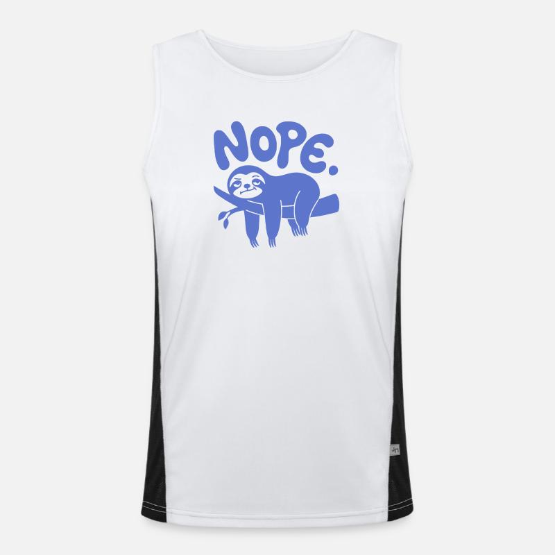 Funny Sloth "Nope" - Lazy Nap & Procrastination Men's Functional Contrast Tank Top 