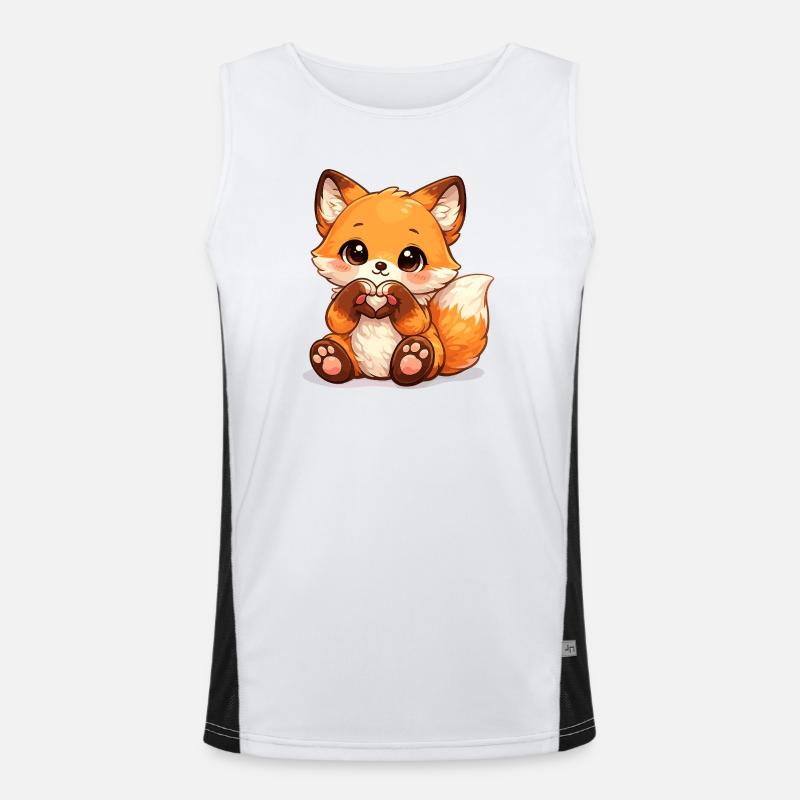 Kawaii Fuchs Herzzeichen Funktionelles Kontrast-Tank Top für Männer 