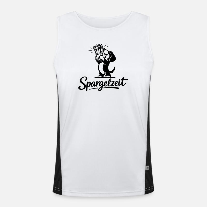 Spargel Essen Spargelzeit Saison Dackel Funktionelles Kontrast-Tank Top für Männer 
