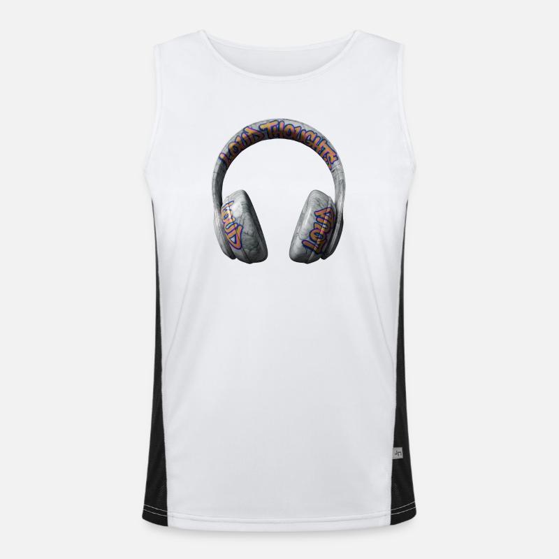 Loud Thoughts Graffiti Kopfhörer Funktionelles Kontrast-Tank Top für Männer 