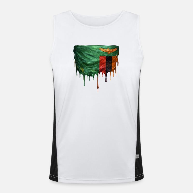 Sambische Flagge mit tropfender Farbe Funktionelles Kontrast-Tank Top für Männer 