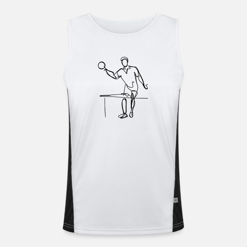 Table Tennis Player Drawing Men's Functional Contrast Tank Top 
