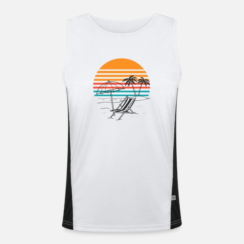 Sunset Palm Trees Chair Men's Functional Contrast Tank Top 