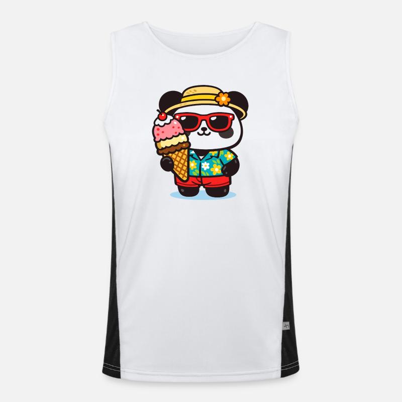 Panda Surf mit Eis - Men's Functional Contrast Tank Top  - white/black