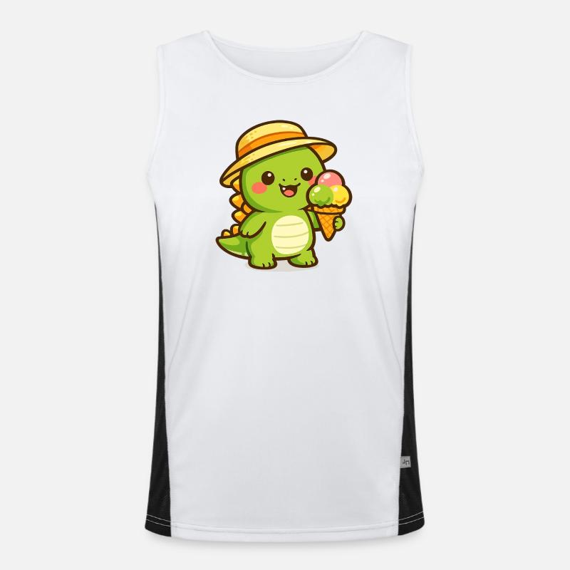 Kleiner Dino Eiscreme Abenteuer Funktionelles Kontrast-Tank Top für Männer 