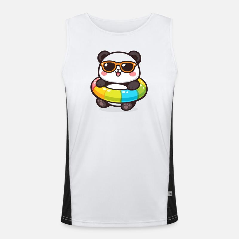 Panda en lunettes de soleil nage Débardeur respirant contrasté Homme 