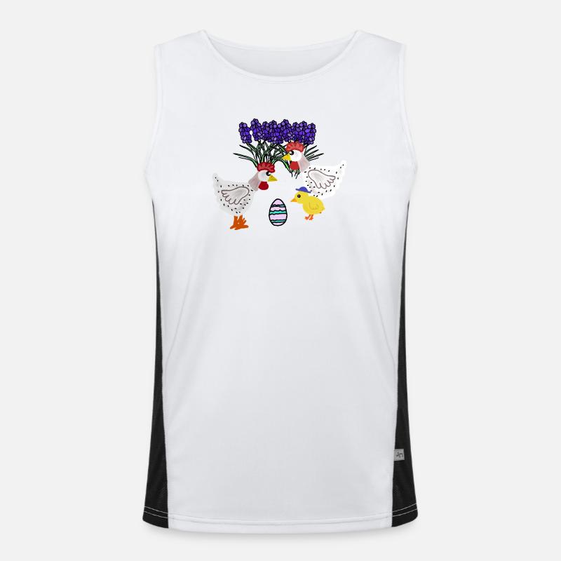 Spring Chickens with Easter Egg Chicken Chicks Men's Functional Contrast Tank Top 