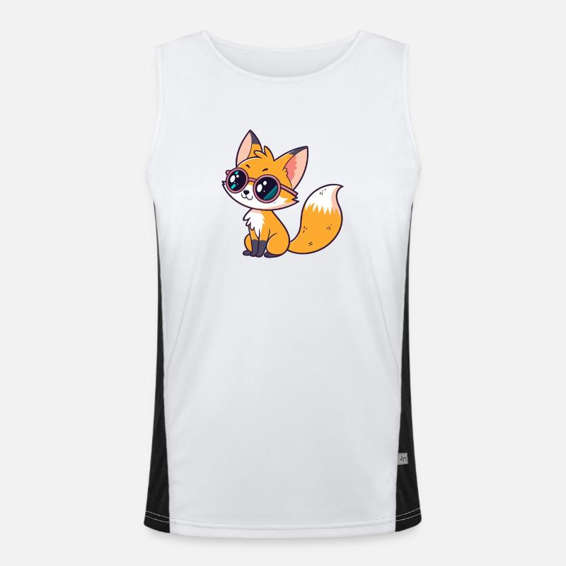Fox Cub Glam Coole Brille Funktionelles Kontrast-Tank Top für Männer 