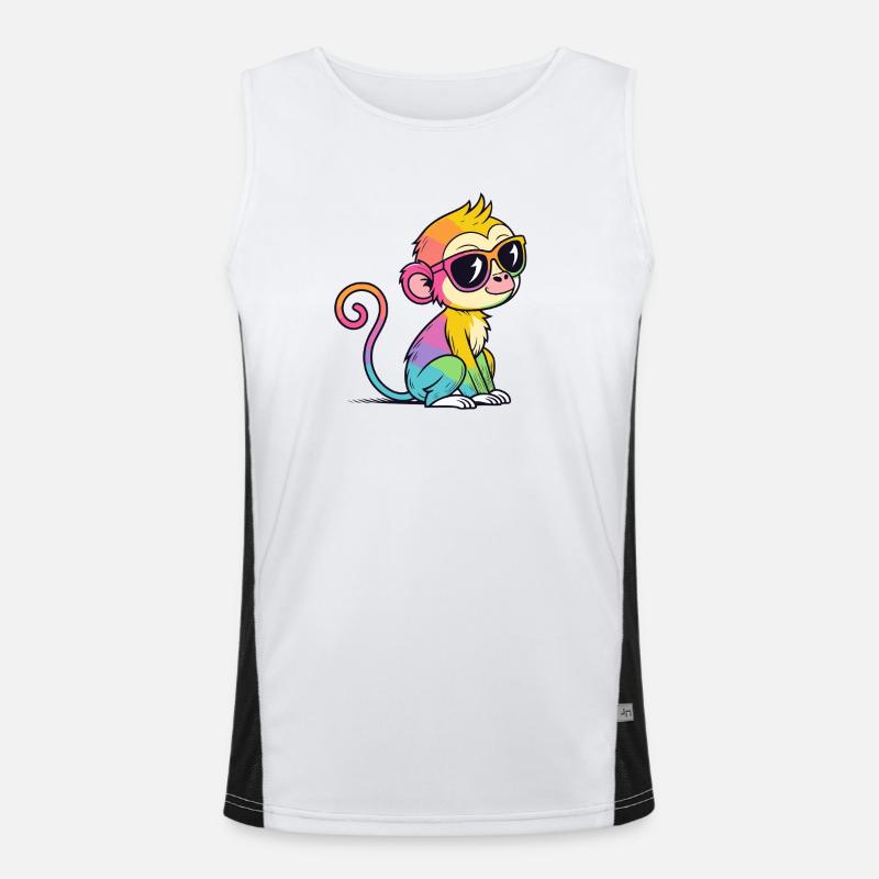 Rainbow Monkey Chic Brille Funktionelles Kontrast-Tank Top für Männer 