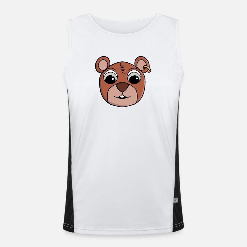 Fröhliches, freches Tiergesicht Funktionelles Kontrast-Tank Top für Männer 