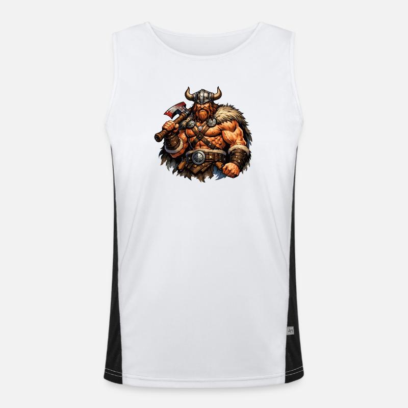 Wikinger-Krieger mit Axt Funktionelles Kontrast-Tank Top für Männer 