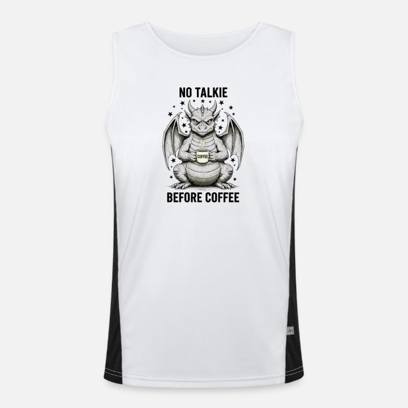 No Conversation Before Coffee Lover Dragon Men's Functional Contrast Tank Top 
