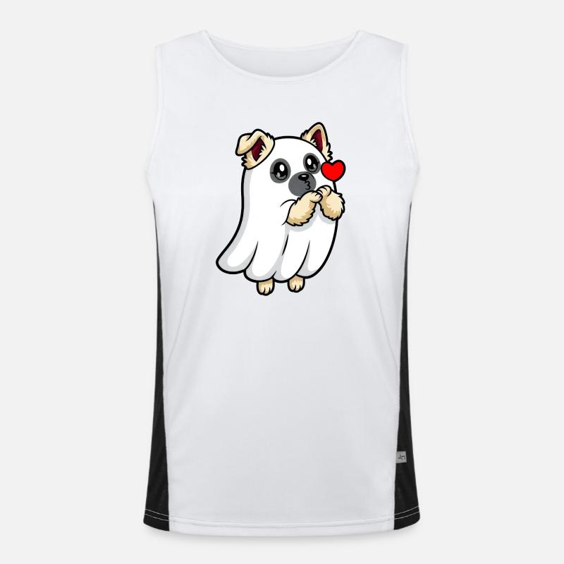 Eurasier | Puppy Geist Ghost | Kawaii Funktionelles Kontrast-Tank Top für Männer 