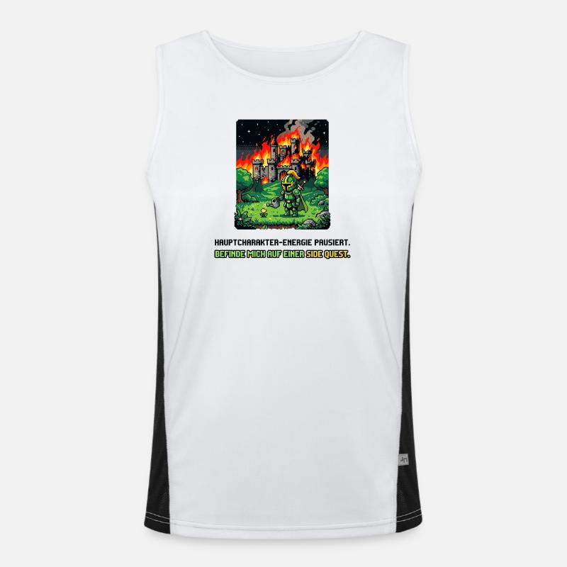 Side Quest Pause Gaming Spruch Funktionelles Kontrast-Tank Top für Männer 