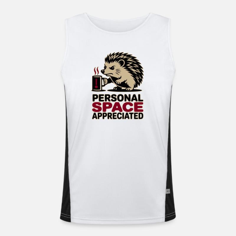Grumpy Hedgehog Personal Space Introvert Coffee Débardeur respirant contrasté Homme 