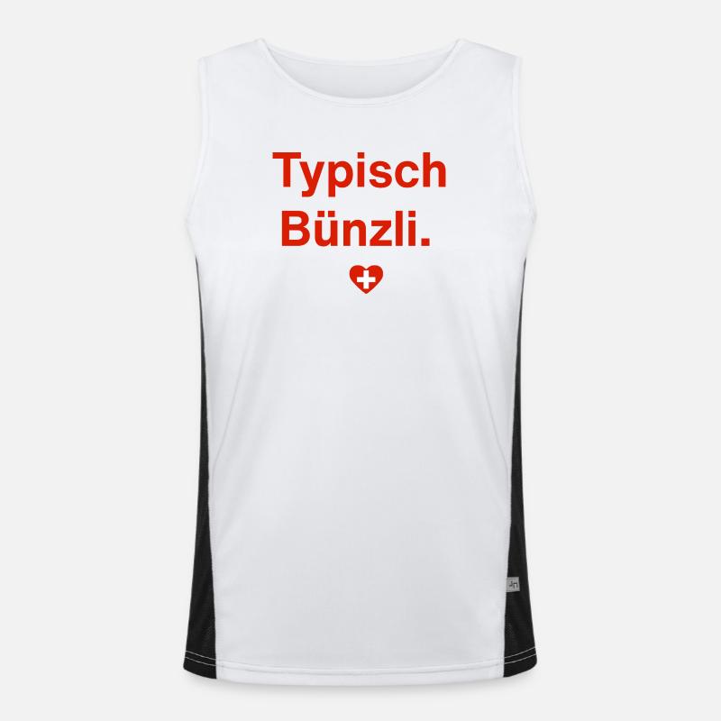 Typisch Bünzli. – Schweizer Minimal-Design Funktionelles Kontrast-Tank Top für Männer 