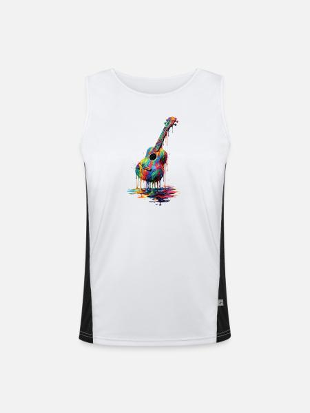Ukulele med dryppende maling - Funktionel kontrast tanktop til herrer  - hvid/sort