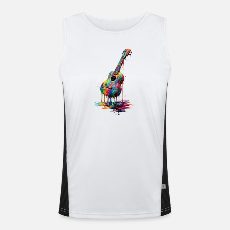 Ukulele with dripping paint - Men's Functional Contrast Tank Top  - white/black