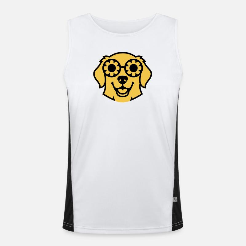 Labrador Flower Glasses Peace Comic - Men's Functional Contrast Tank Top  - white/black