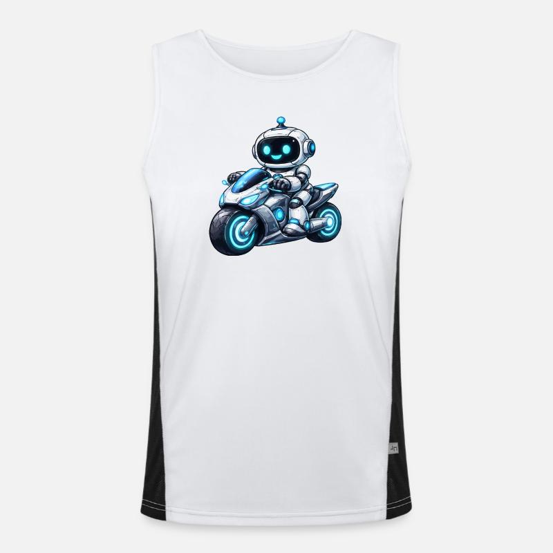 Robot on motorcycle - Men's Functional Contrast Tank Top  - white/black