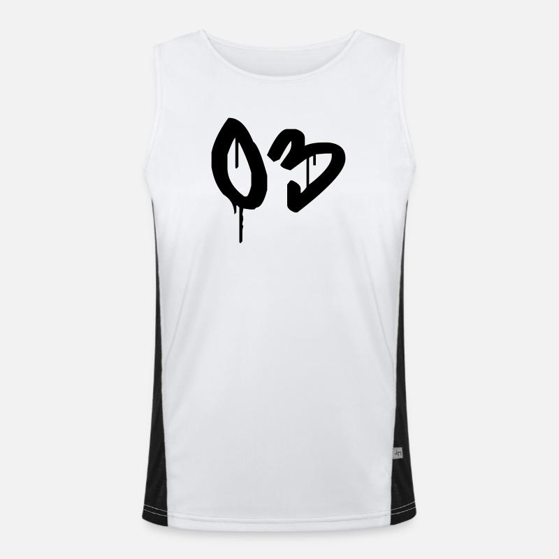 Nummer 03 Urbaner Graffiti-Stil Funktionelles Kontrast-Tank Top für Männer 