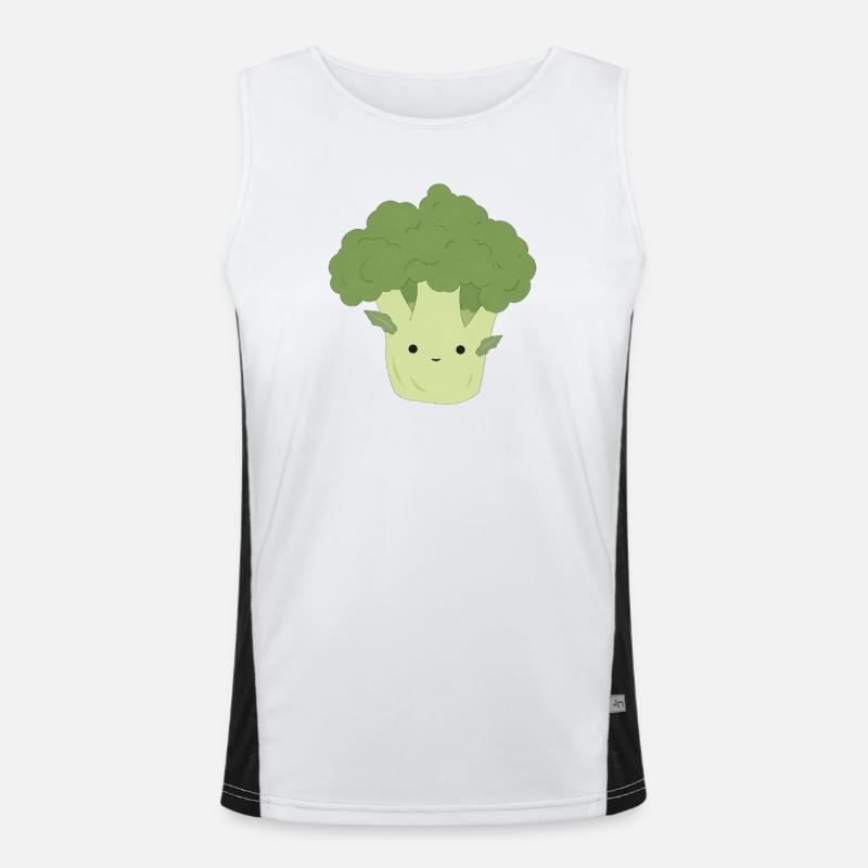Ben Broccoli – Sweet Kawaii Vegetable Design - Men's Functional Contrast Tank Top  - white/black