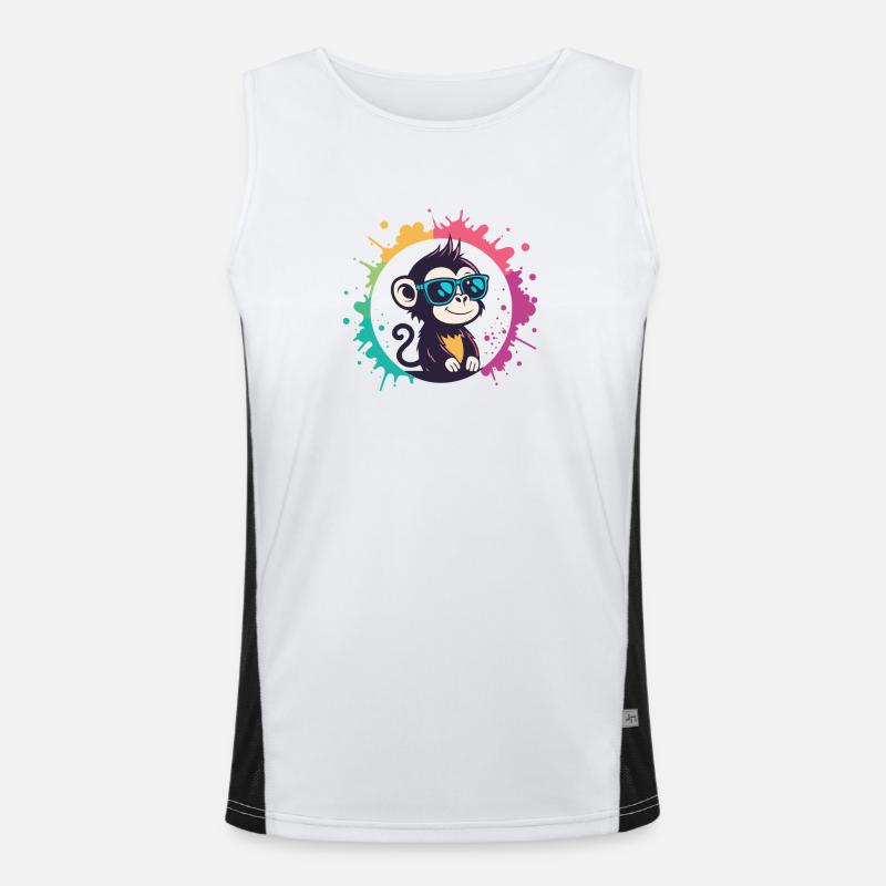 Monkey Splash Circle Blaue Brille Funktionelles Kontrast-Tank Top für Männer 