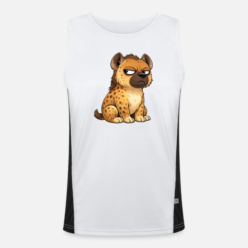 Süße skeptische Hyäne cartoon lustig skurril Funktionelles Kontrast-Tank Top für Männer 