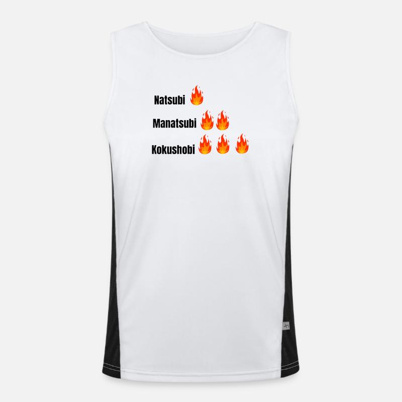 Three Layers Flame Typography - Men's Functional Contrast Tank Top  - white/black