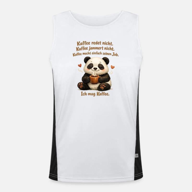 Panda Kaffee redet nicht lustiger Kaffee Spruch Funktionelles Kontrast-Tank Top für Männer 
