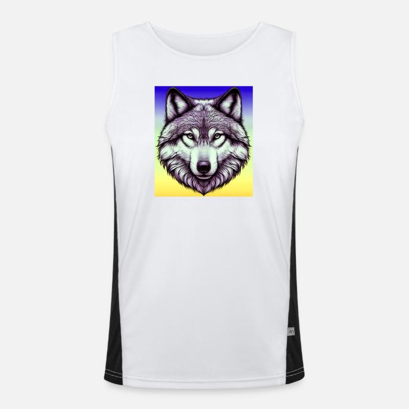 Wolf Funktionelles Kontrast-Tank Top für Männer 